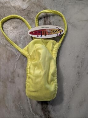 Vintage BODYZONE Neon Yellow scrunch tee back thong dancer NWT One size